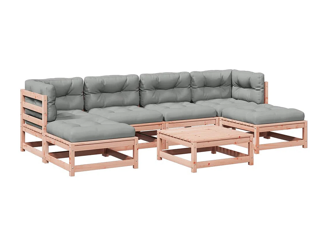 Set Divani Giardino 7 pz Cuscini Legno Massello Abete Douglas