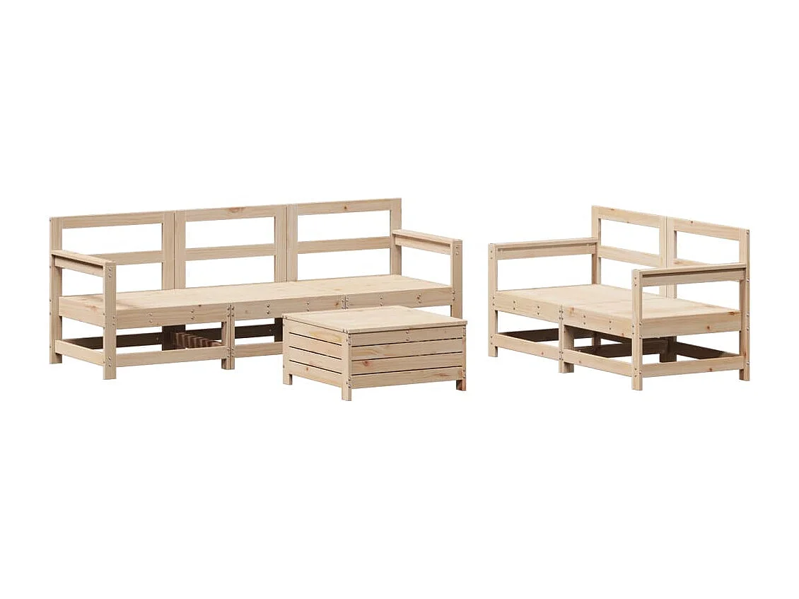 Salon de jardin 6 pcs bois de pin massif