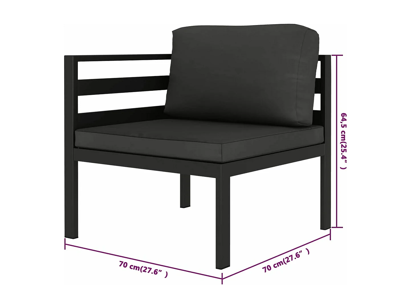 10 pcs conjunto lounge jardim com almofadões alumínio antracite