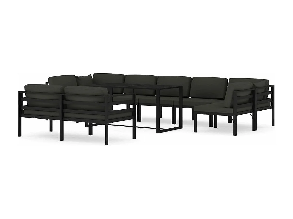 10-tlg. Garten-Lounge-Set mit Kissen Aluminium Anthrazit
