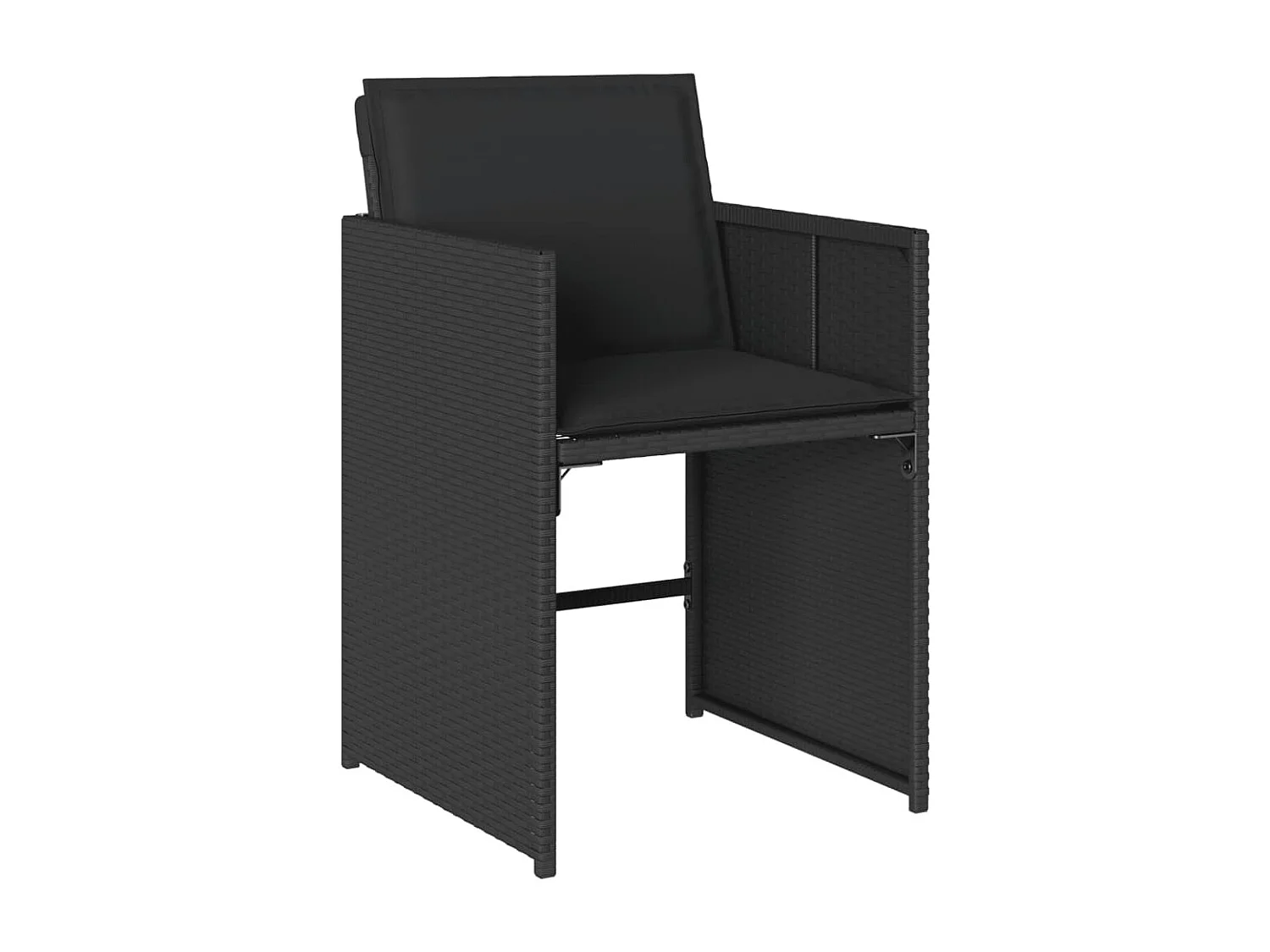 7 pcs conjunto de jantar p/ jardim c/ almofadões vime PE preto