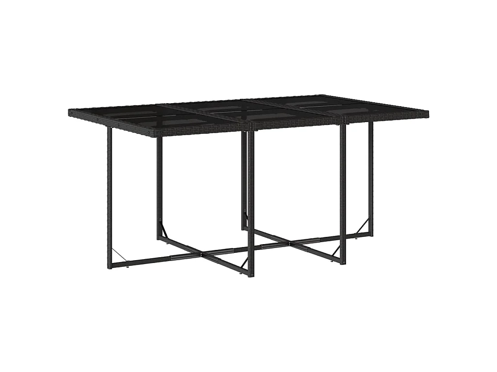 Set da Pranzo da Giardino 7 pz Nero con Cuscini in Polyrattan
