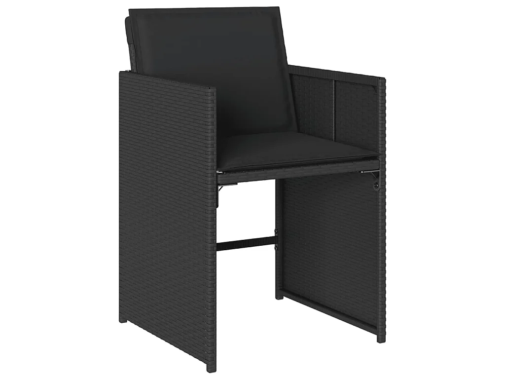 Set da Pranzo da Giardino 7 pz Nero con Cuscini in Polyrattan