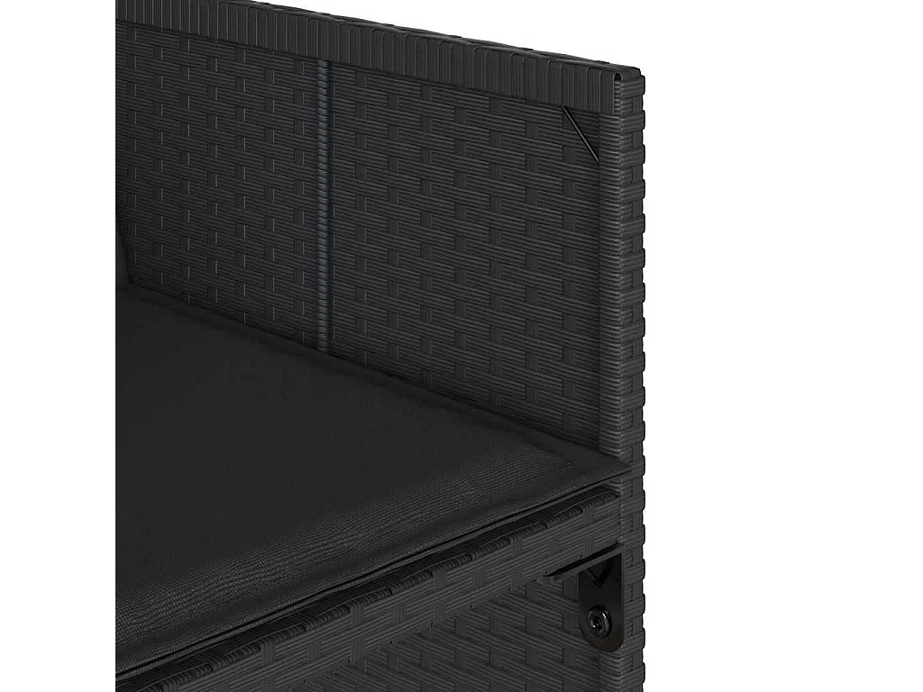 7 pcs conjunto de jantar p/ jardim c/ almofadões vime PE preto