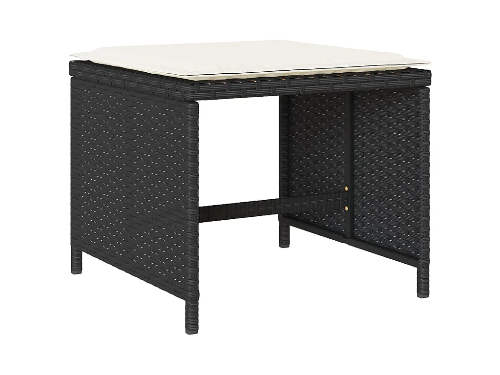 Set da Pranzo da Giardino 17 pz con Cuscini Nero in Polyrattan