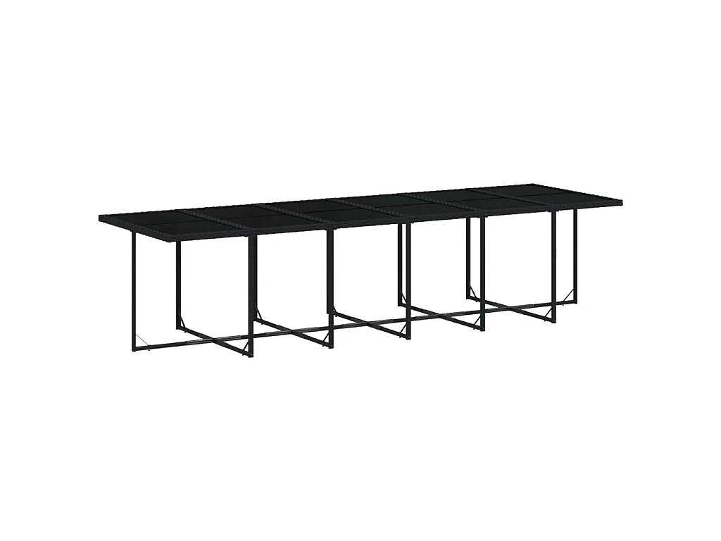 Set da Pranzo da Giardino 17 pz con Cuscini Nero in Polyrattan