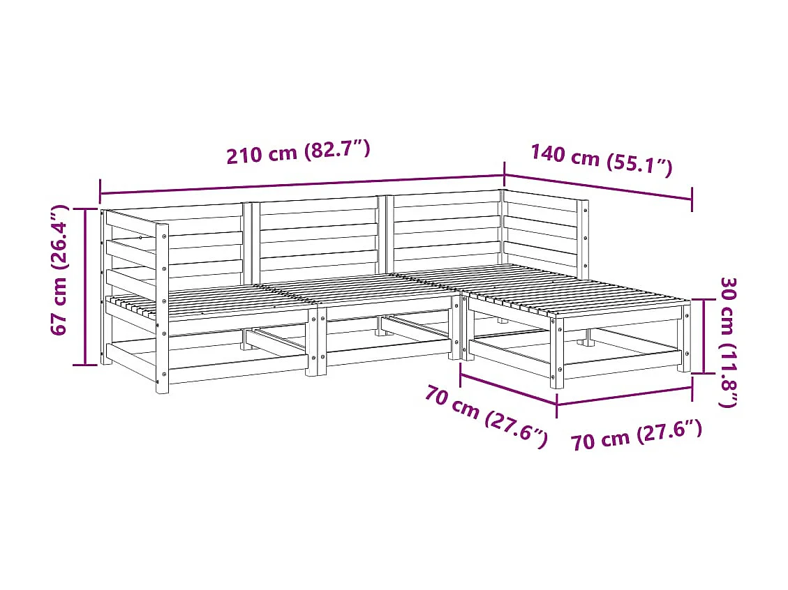 4-tlg. Garten-Sofagarnitur Massivholz Douglasie