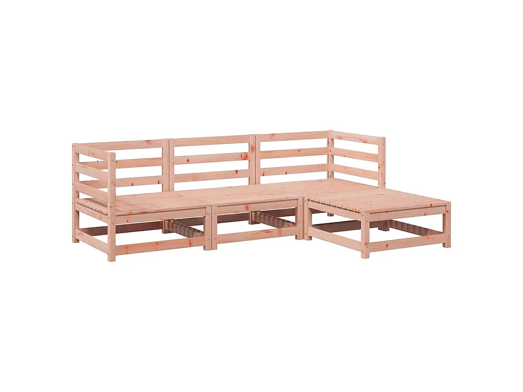 Juego de sofás de jardín 4 pzas madera maciza de abeto Douglas