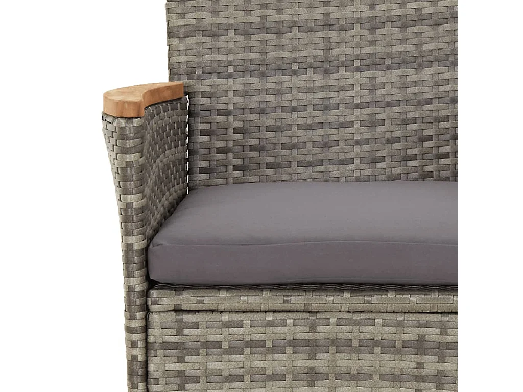 Ensemble à manger jardin et coussins 7 pcs gris rotin