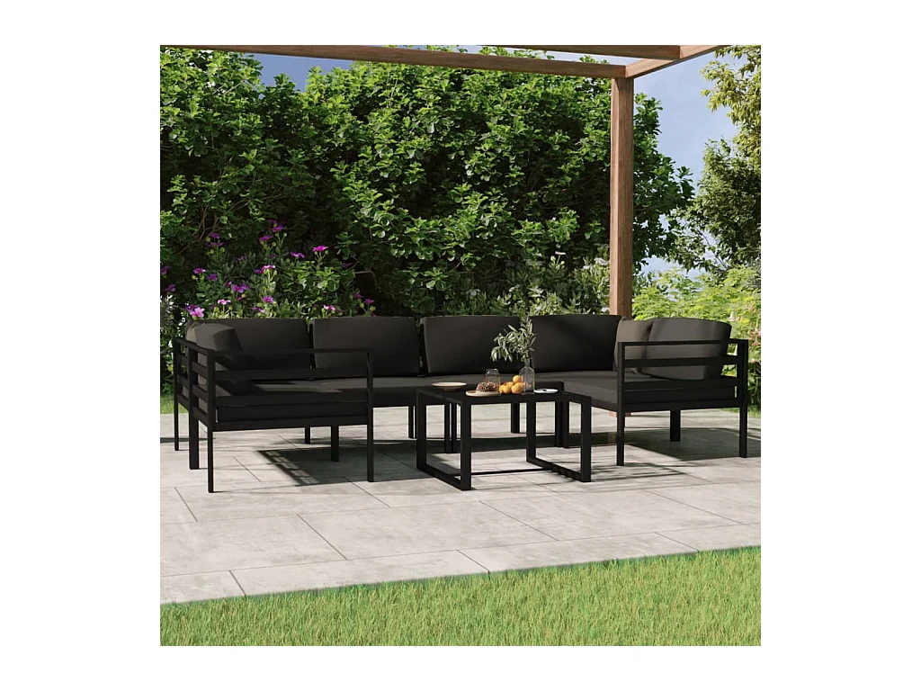 Salon de jardin 7 pcs avec coussins Aluminium Anthracite