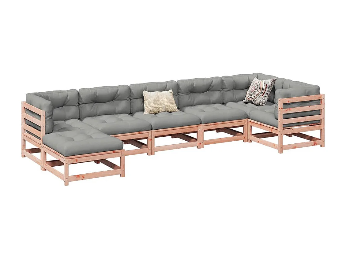 Set Divani Giardino 7 pz Cuscini Legno Massello Abete Douglas