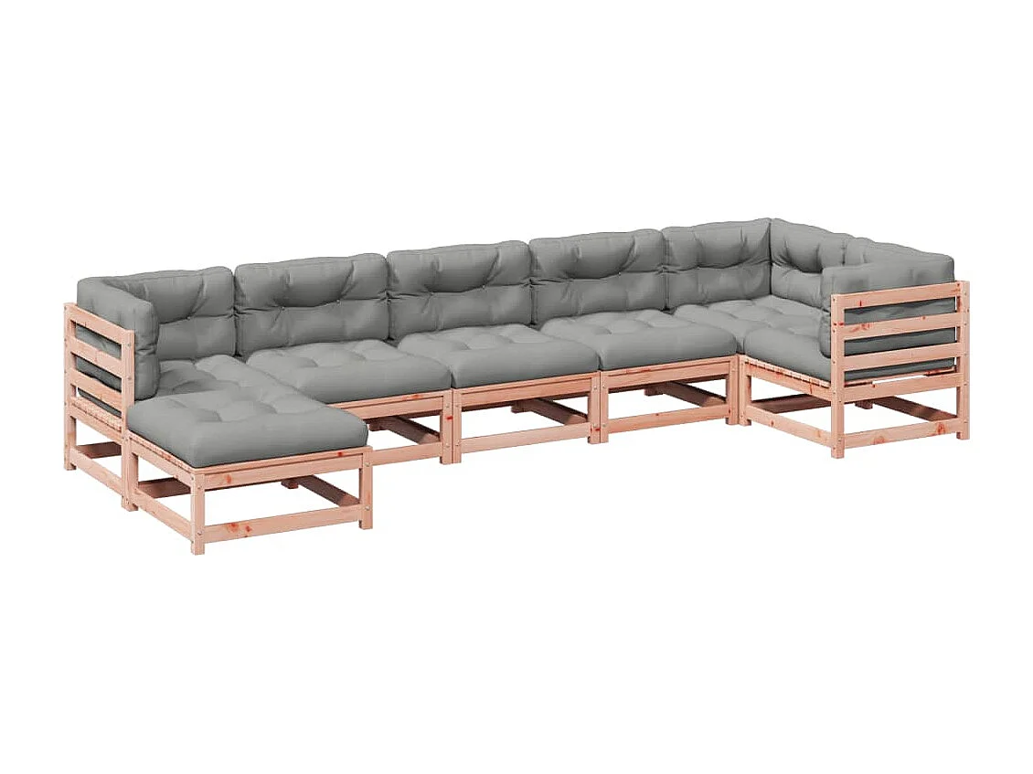 Set Divani Giardino 7 pz Cuscini Legno Massello Abete Douglas