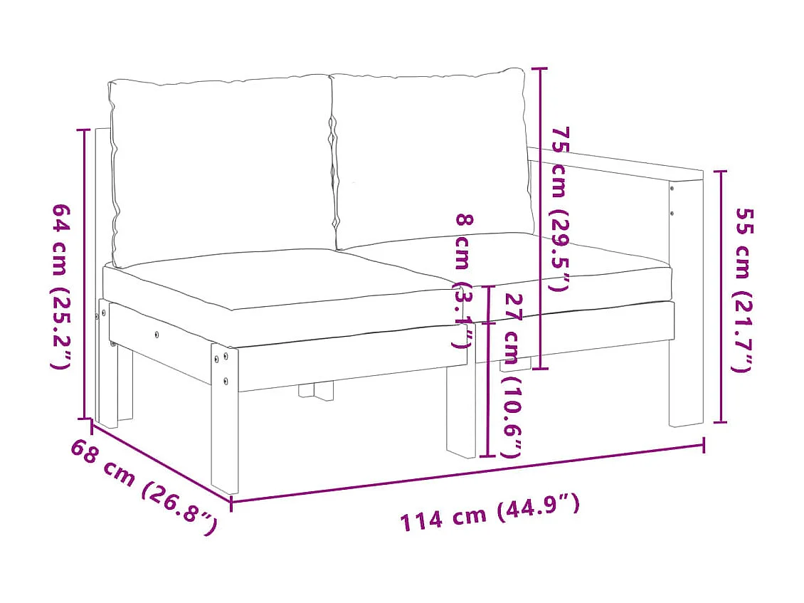 Set Divano da Giardino 5 pz con Cuscini Legno Massello Acacia