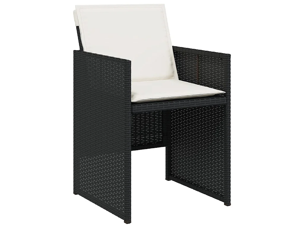 Set da Pranzo da Giardino 17 pz con Cuscini Nero in Polyrattan