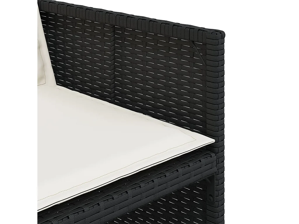 Set da Pranzo da Giardino 17 pz con Cuscini Nero in Polyrattan