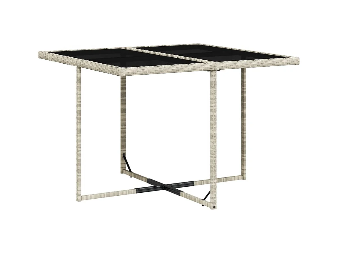 5-tlg. Garten-Essgruppe mit Kissen Hellgrau Poly Rattan