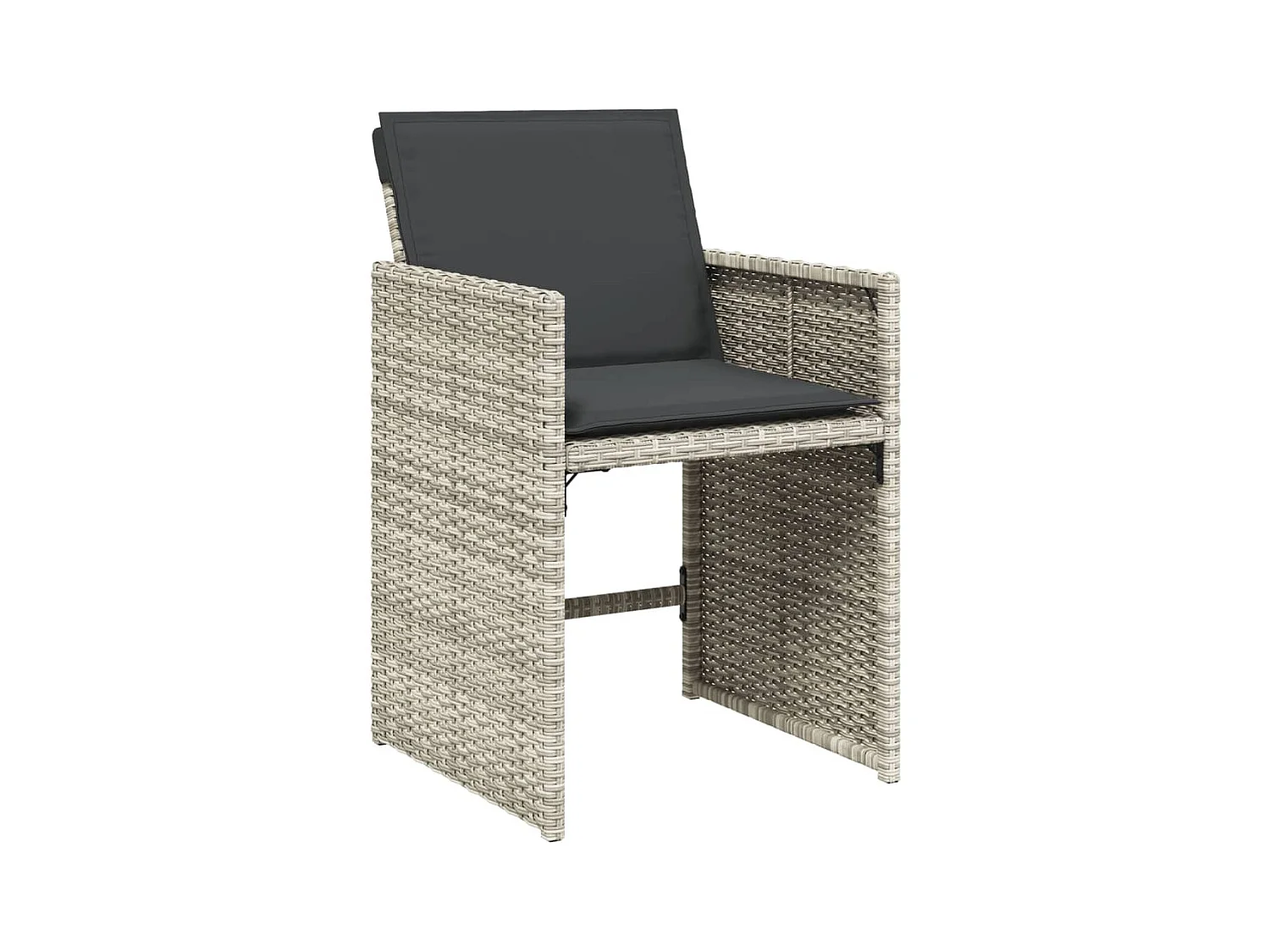 5-tlg. Garten-Essgruppe mit Kissen Hellgrau Poly Rattan