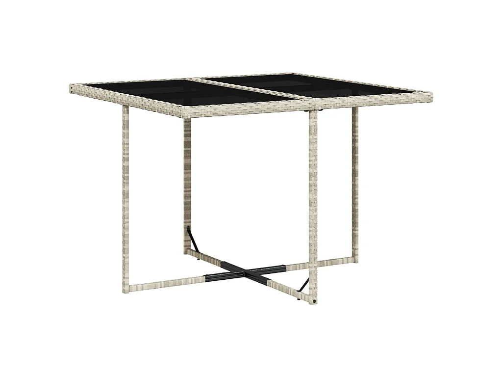 Set Pranzo da Giardino 5pz con Cuscini Grigio Chiaro Polyrattan