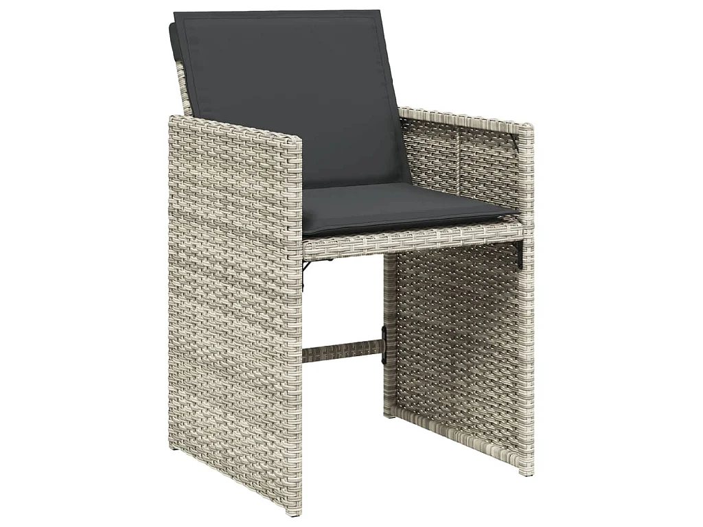 Set Pranzo da Giardino 5pz con Cuscini Grigio Chiaro Polyrattan