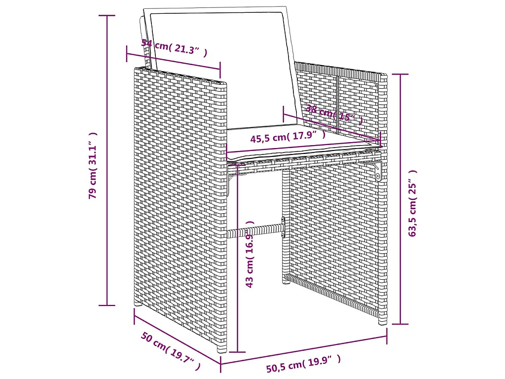 Set Pranzo da Giardino 5pz con Cuscini Grigio Chiaro Polyrattan
