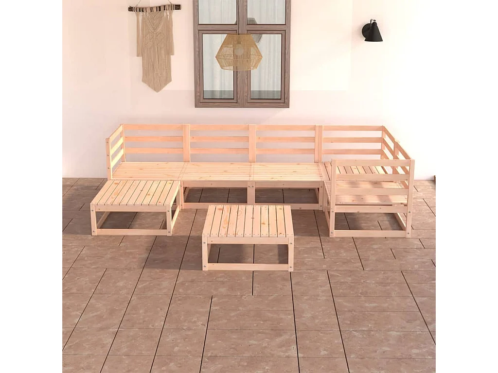7-tlg. Garten-Lounge-Set Massivholz Kiefer