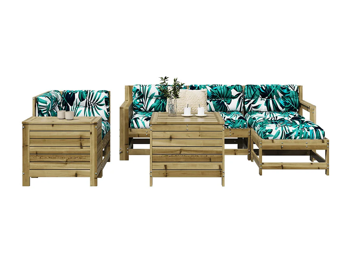 Salon de jardin 7 pcs bois de pin imprégné