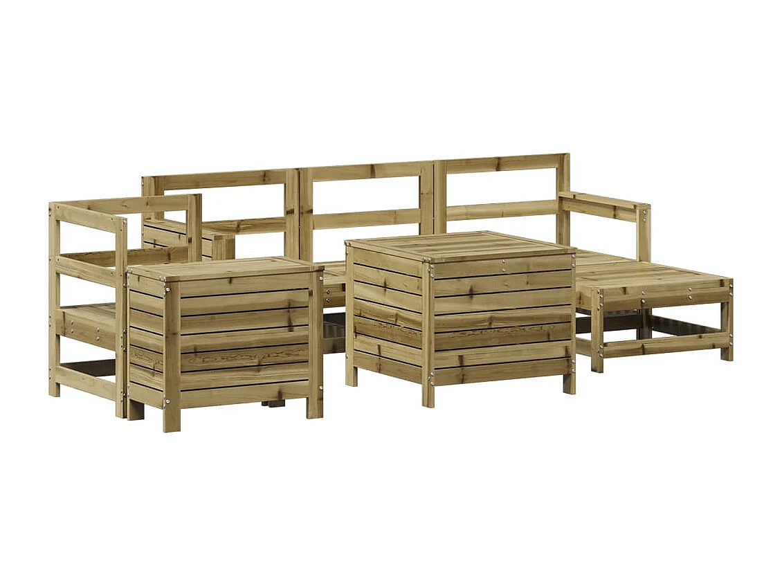 Salon de jardin 7 pcs bois de pin imprégné