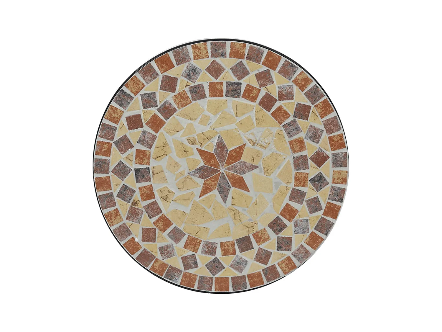 Mosaik-Bistro-Set Terrakottarot und Weiß Eisen und Keramik