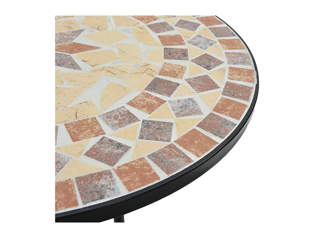 Mosaik-Bistro-Set Terrakottarot und Weiß Eisen und Keramik