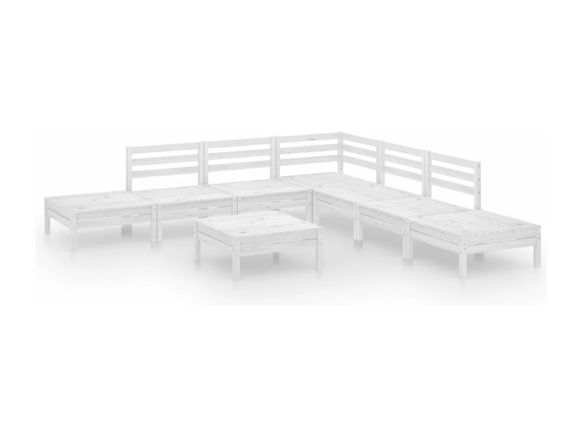 Set Salotto da Giardino 8 pz in Legno Massello di Pino Bianco