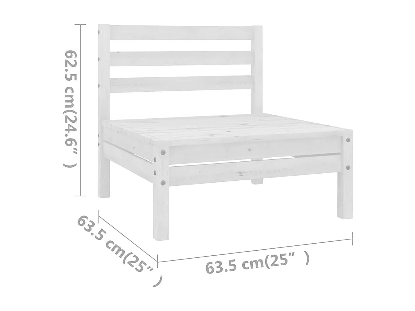 Set Salotto da Giardino 8 pz in Legno Massello di Pino Bianco
