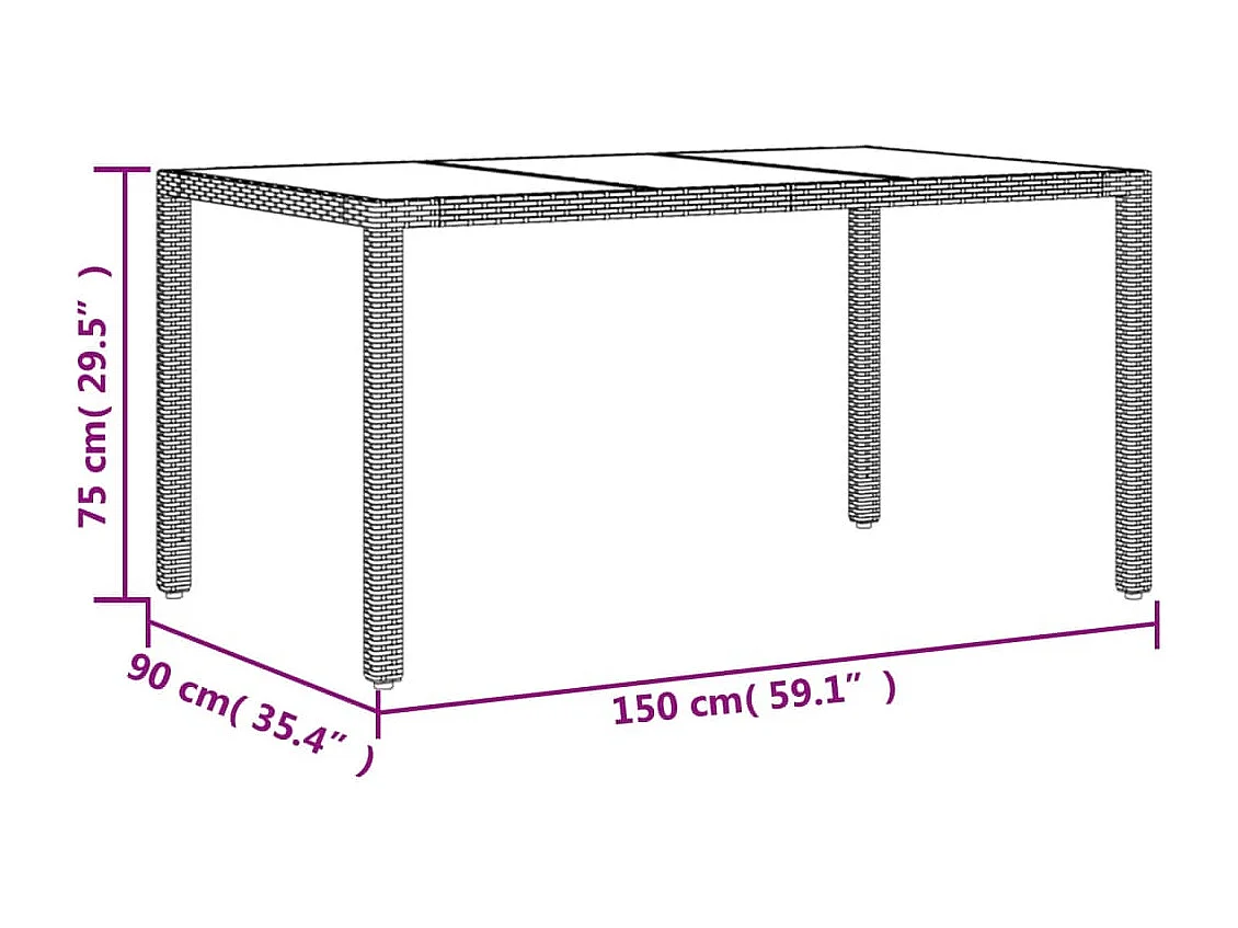 5-tlg. Garten-Essgruppe mit Kissen Grau Poly Rattan Akazie