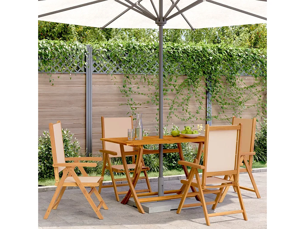 Chaises inclinables de jardin lot de 4 beige tissu bois massif