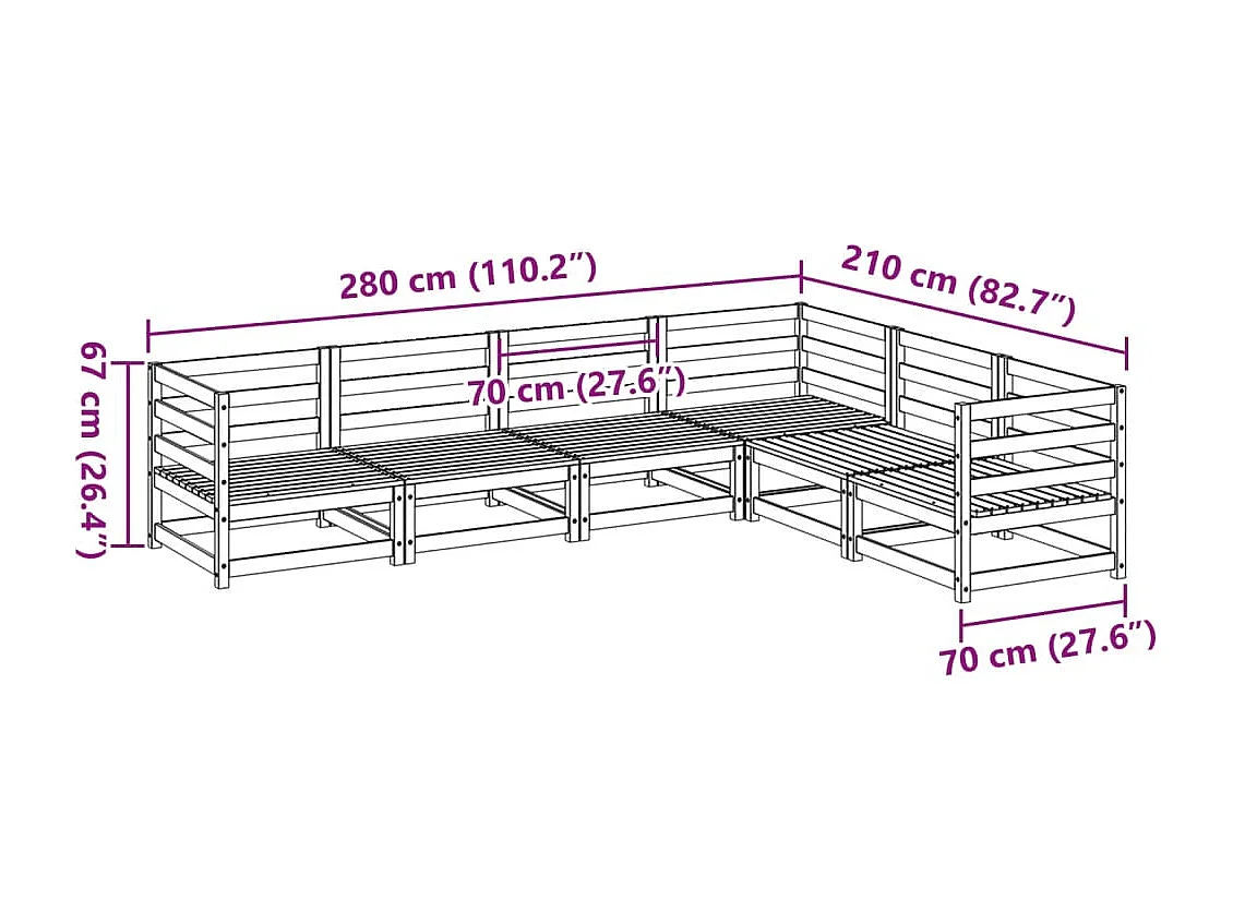 6-delige Loungeset geïmpregneerd grenenhout