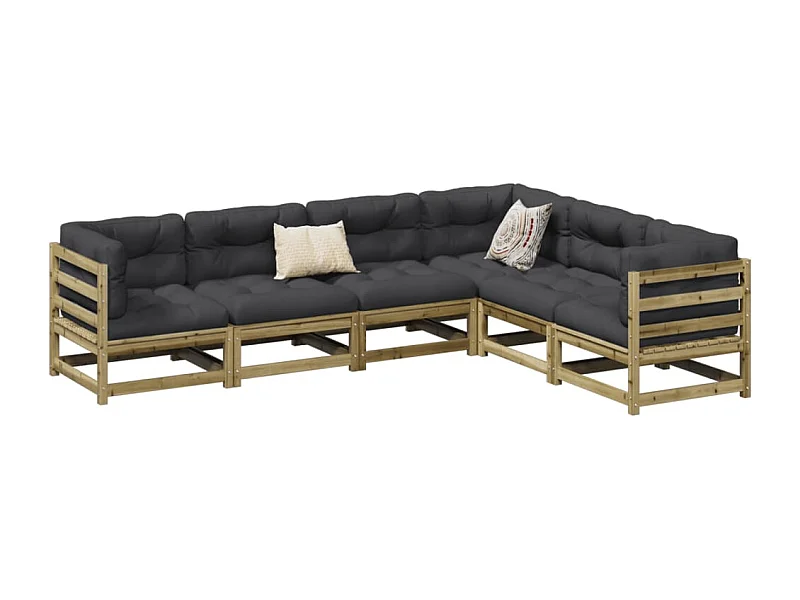 6-delige Loungeset geïmpregneerd grenenhout