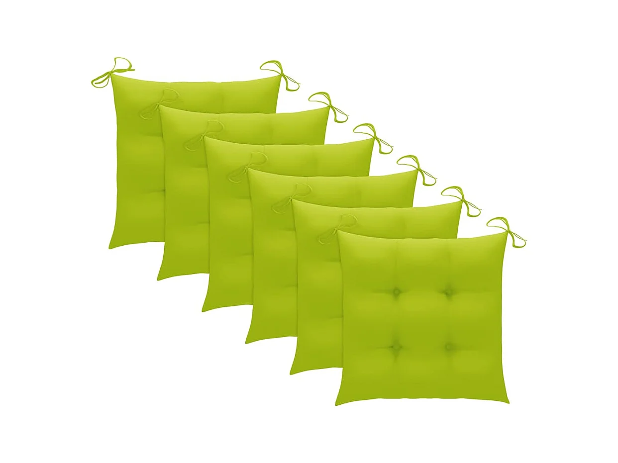 Chaises de jardin lot de 6 avec coussins Bois de teck massif