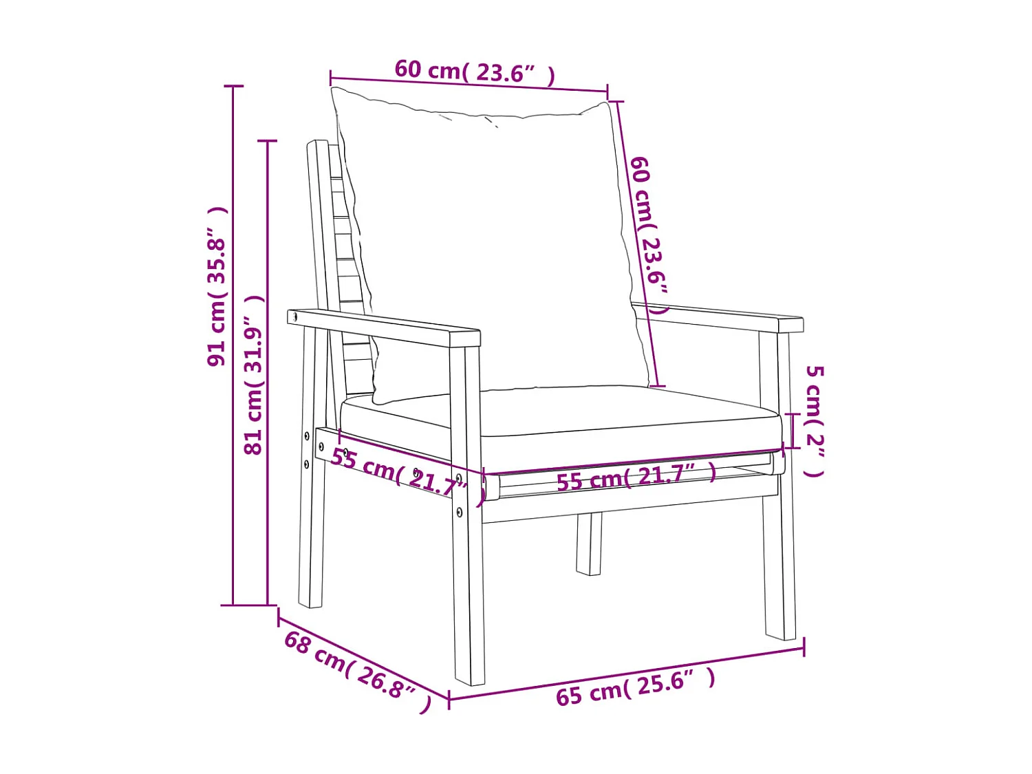 3-tlg. Garten-Lounge-Set mit Kissen Massivholz Akazie