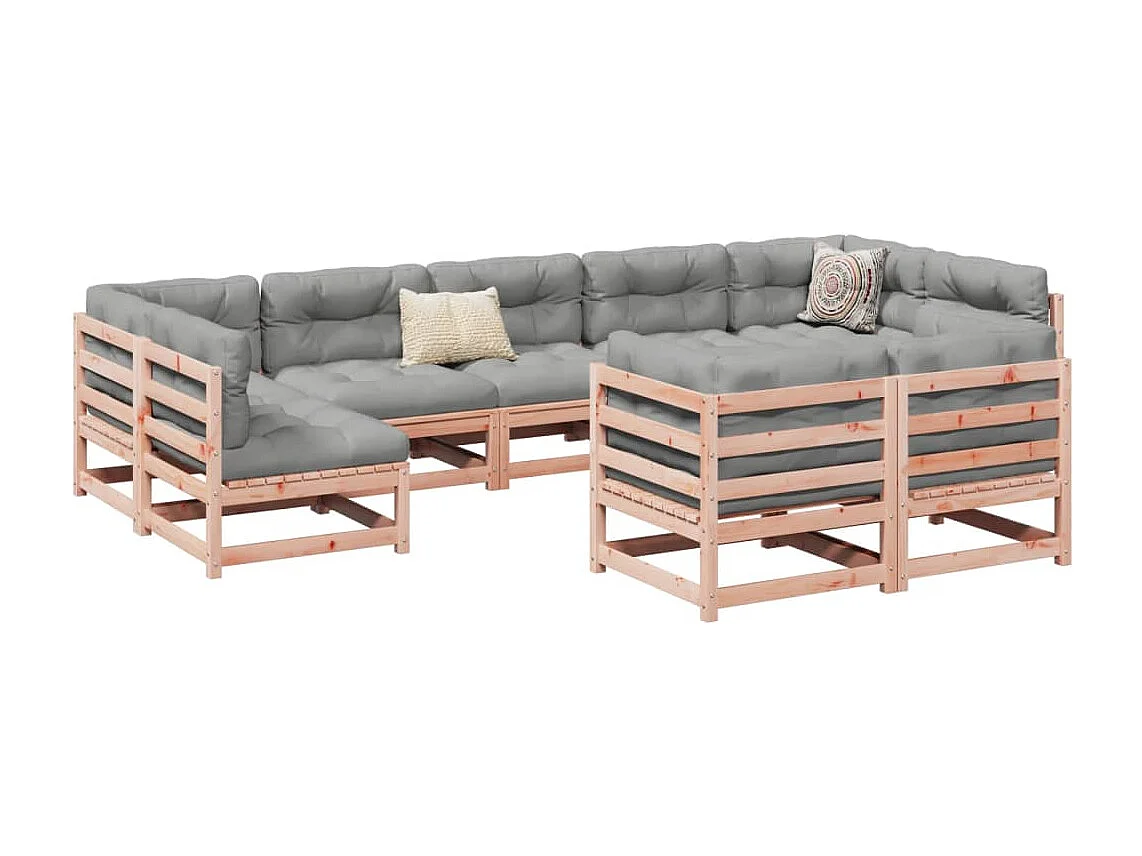 9-delige Loungeset met kussens massief douglas vurenhout