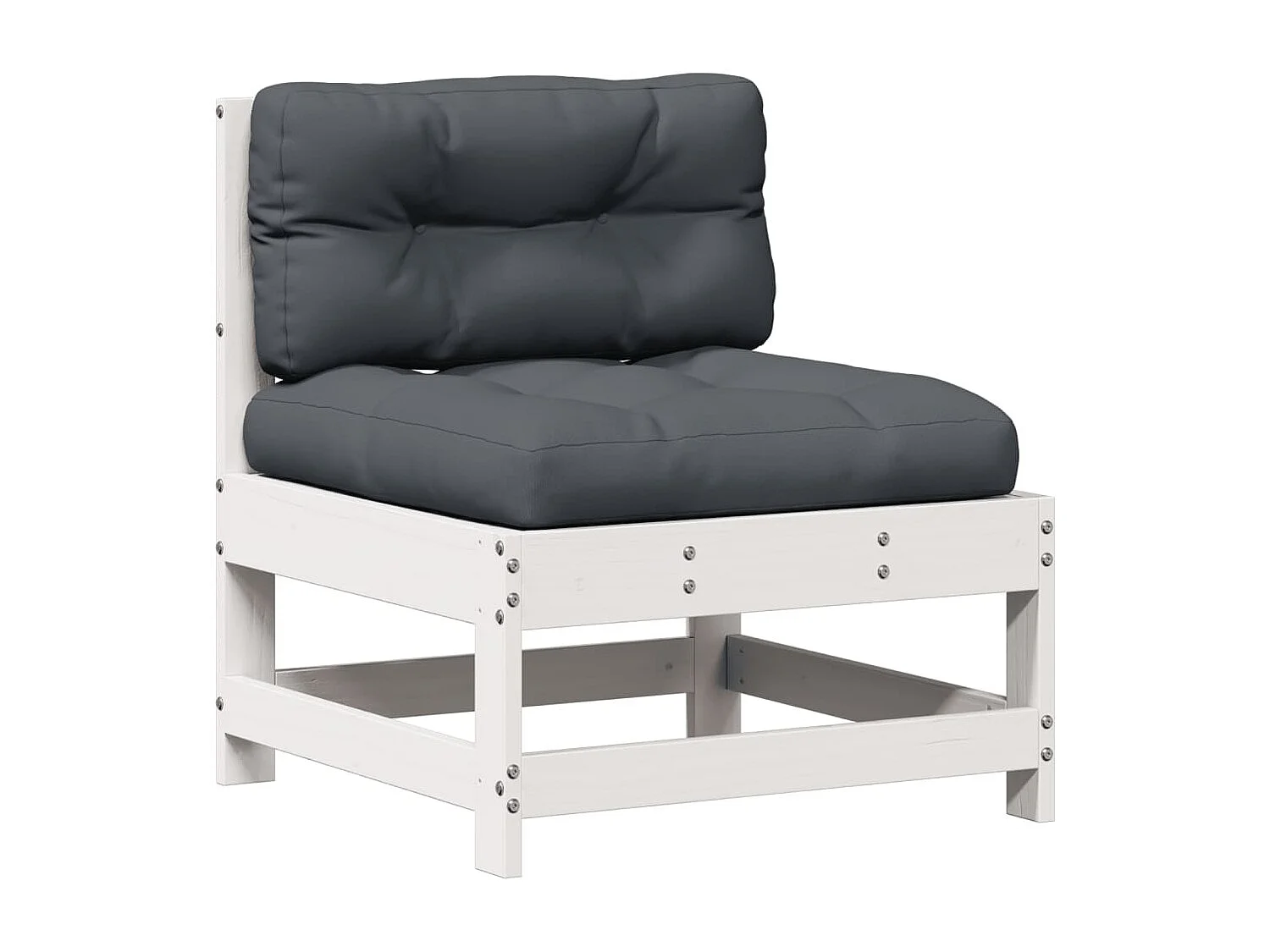 Salon de jardin avec coussins 8 pcs blanc bois de pin massif