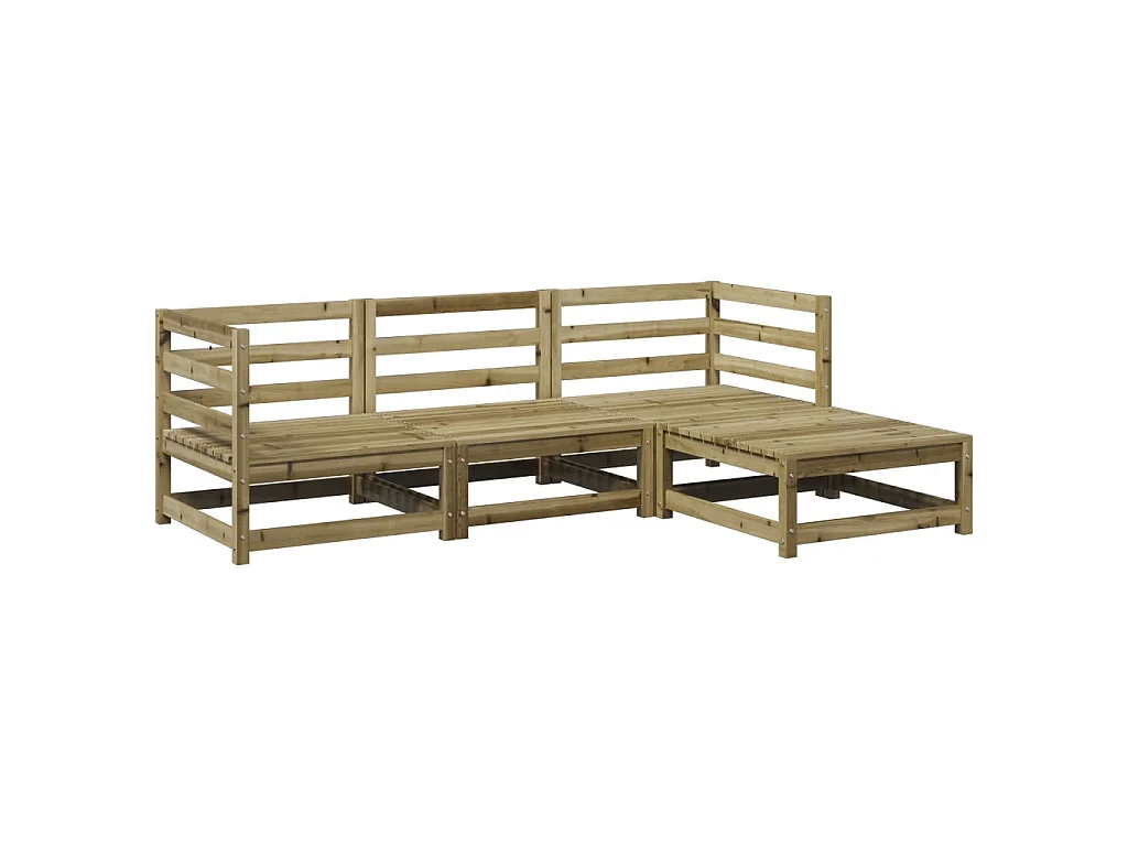 Set Divani da Giardino 4 pz in Legno Impregnato di Pino