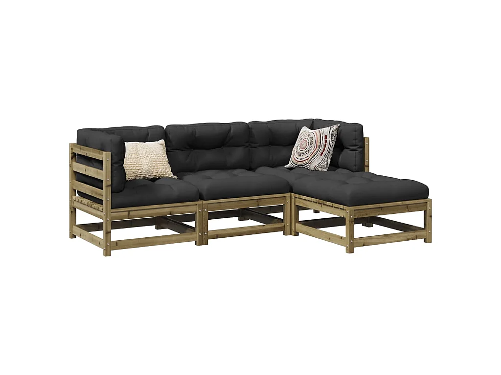Set Divani da Giardino 4 pz in Legno Impregnato di Pino