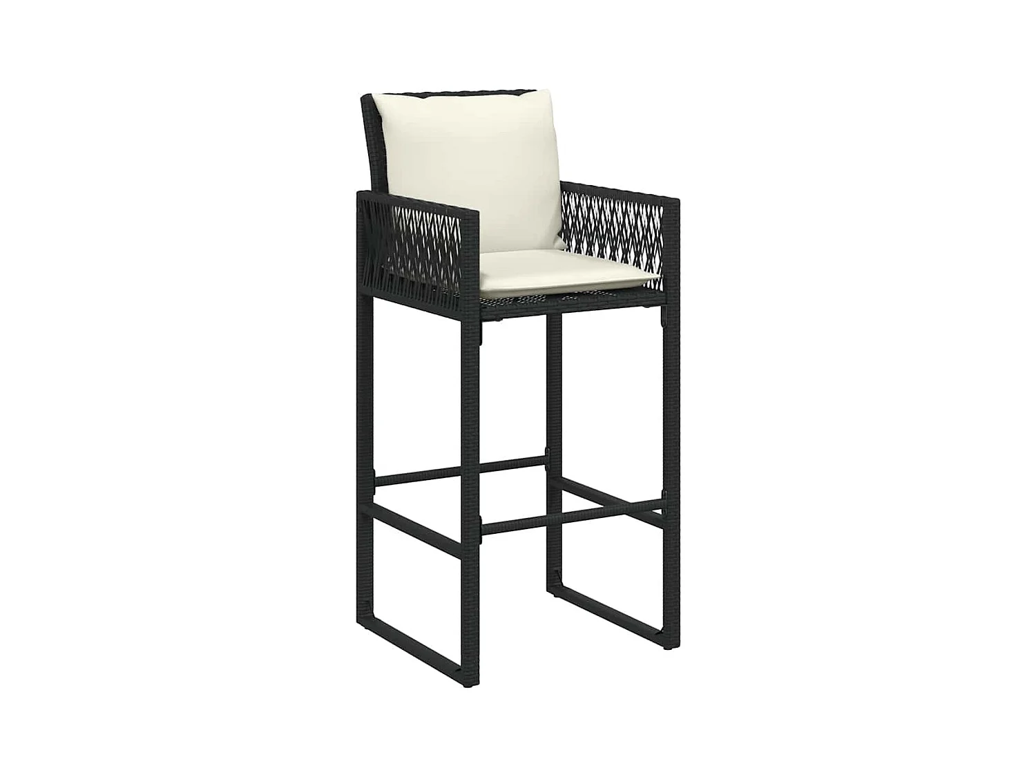 Garten-Barhocker mit Kissen 2 Stk. Schwarz Poly Rattan