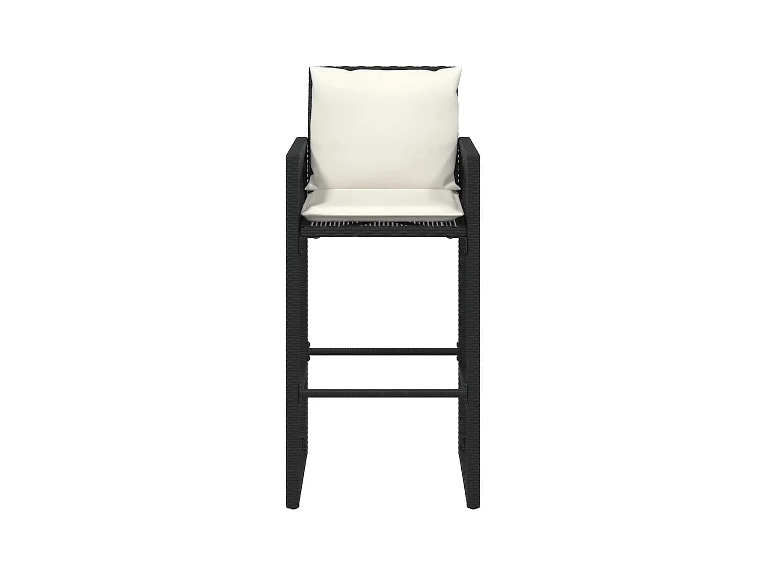 Garten-Barhocker mit Kissen 2 Stk. Schwarz Poly Rattan