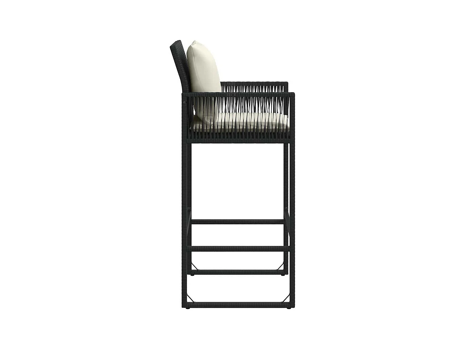Garten-Barhocker mit Kissen 2 Stk. Schwarz Poly Rattan