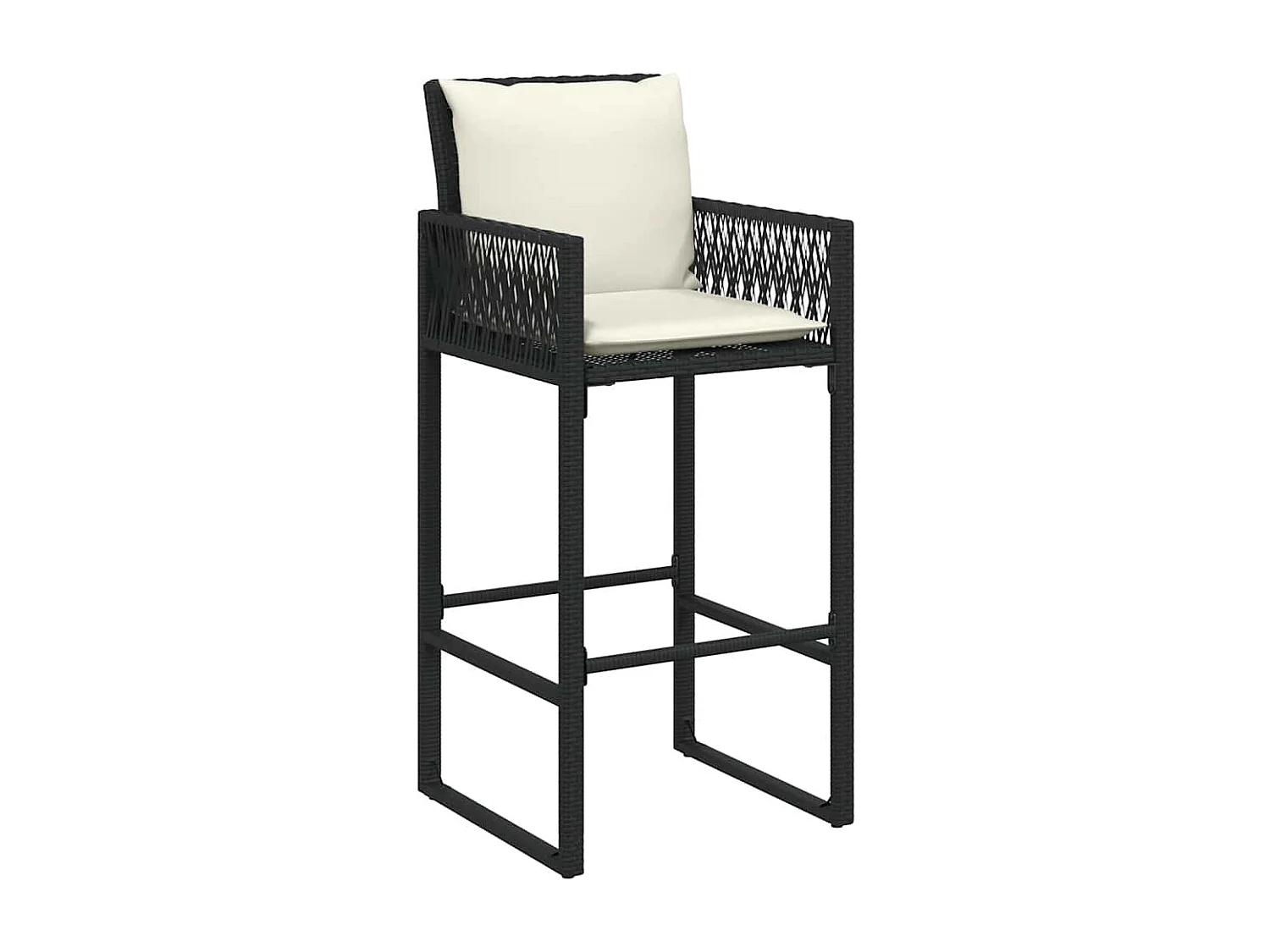 Garten-Barhocker mit Kissen 2 Stk. Schwarz Poly Rattan
