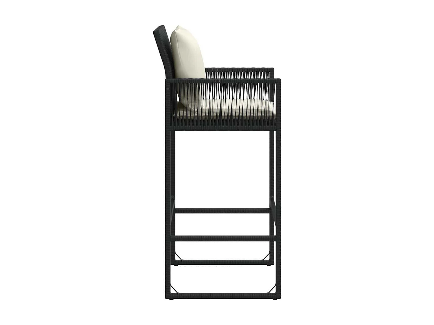 Garten-Barhocker mit Kissen 2 Stk. Schwarz Poly Rattan