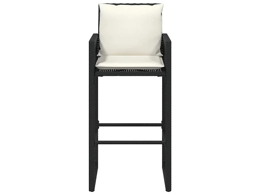Sgabelli da Bar con Cuscini 2 pz Neri in Polyrattan