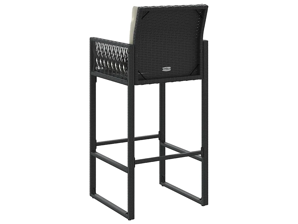 Sgabelli da Bar con Cuscini 2 pz Neri in Polyrattan