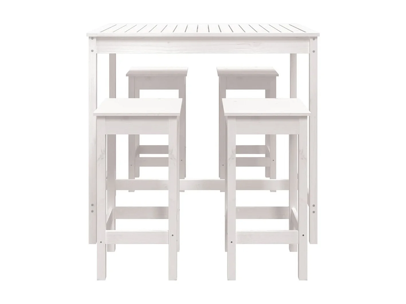 Set Bar da Giardino 5 pz Bianco in Legno Massello di Pino