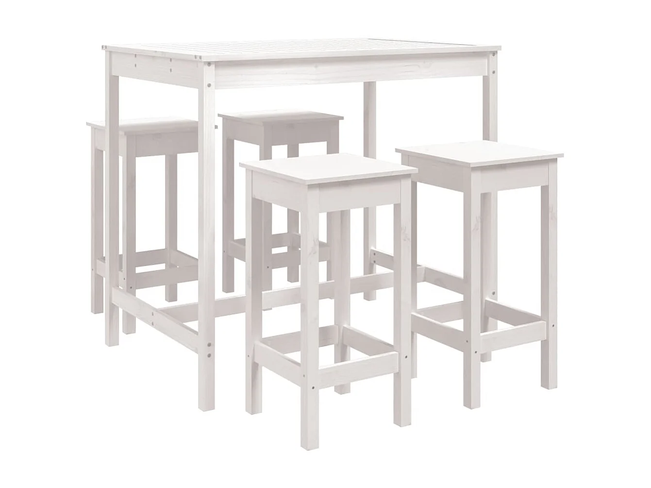 Ensemble de bar de jardin 5 pcs blanc bois massif de pin
